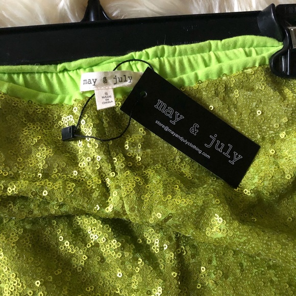 may & july Pants - May & July Lime Green Sequin Leggings 🎀